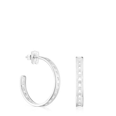 silver TOUS Bear Row hoop earrings with silhouette