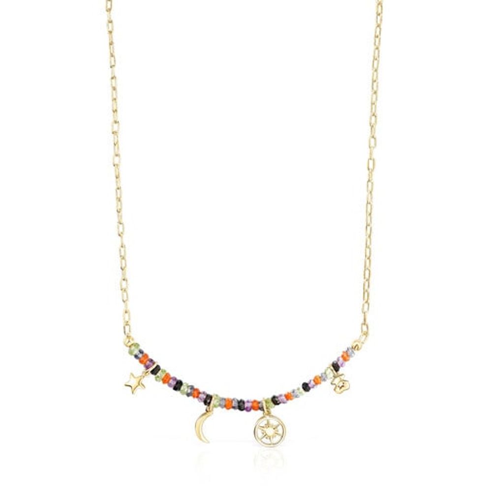 TOUS Silver vermeil Magic Nature Necklace with four charms and gemstones |  Westland Mall