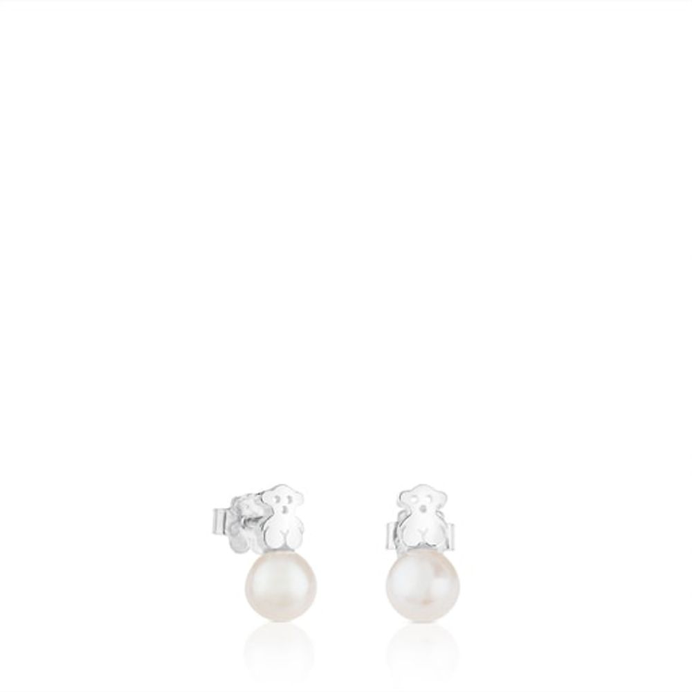 Silver TOUS Puppies Earrings with pearls