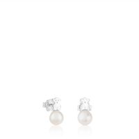 Silver TOUS Puppies Earrings with pearls