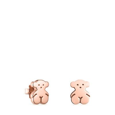 Aretes Sweet Dolls oso con baño de oro rosa 18 kt sobre plata