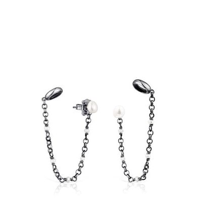 Aretes de plata dark silver y perlas cultivadas para Airpods Virtual Garden