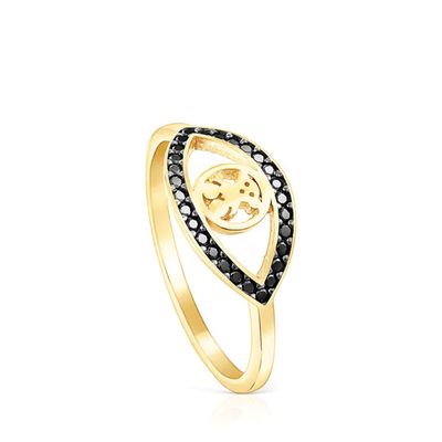 Silver Vermeil TOUS Good Vibes eye Ring with Spinels Bear motif