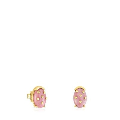 Silver vermeil Virtual Garden Earrings with rhodonite