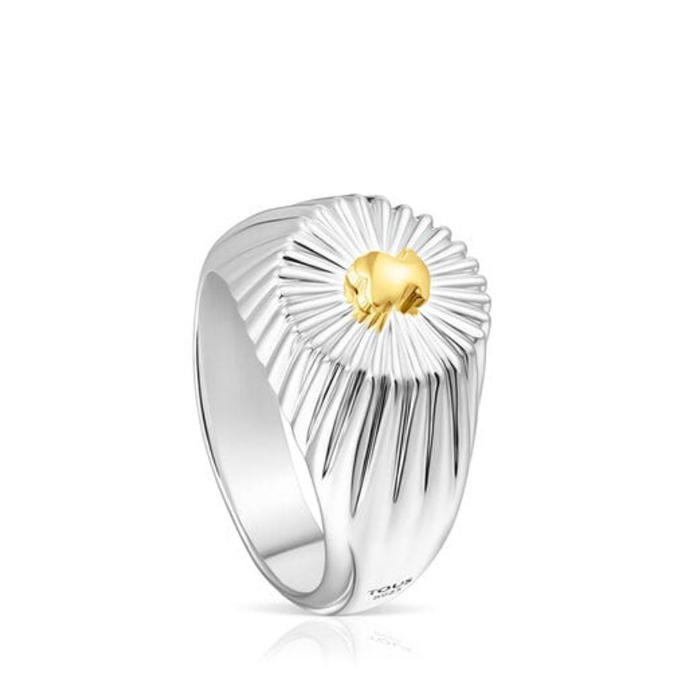 silver and vermeil Virtual Garden Signet ring with bear