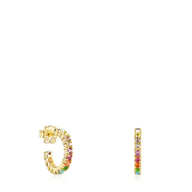 TOUS Silver Vermeil Glaring Hoop earrings with multicolored Sapphires |  Plaza Las Americas