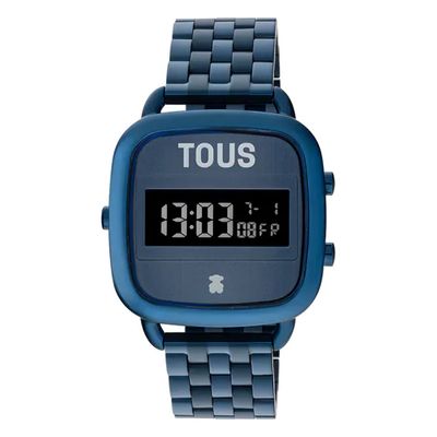 Reloj digital con brazalete de acero IP azul D-Logo