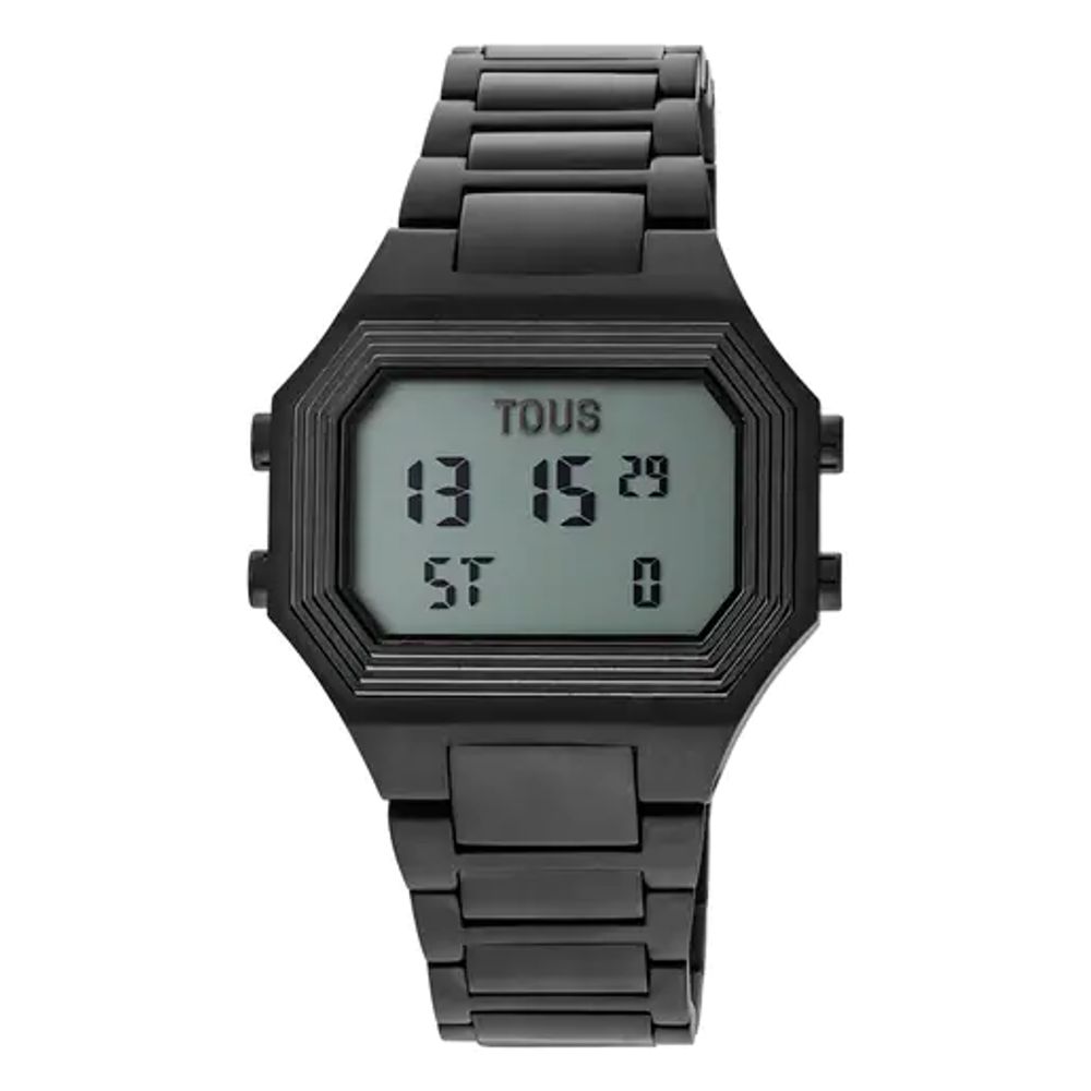 Reloj digital con brazalete de acero IP negro Emerald