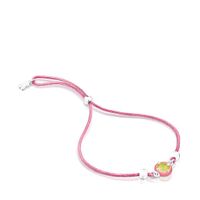 Pulsera de cordón rosa con calcedonia y esmalte TOUS Vibrant Colors