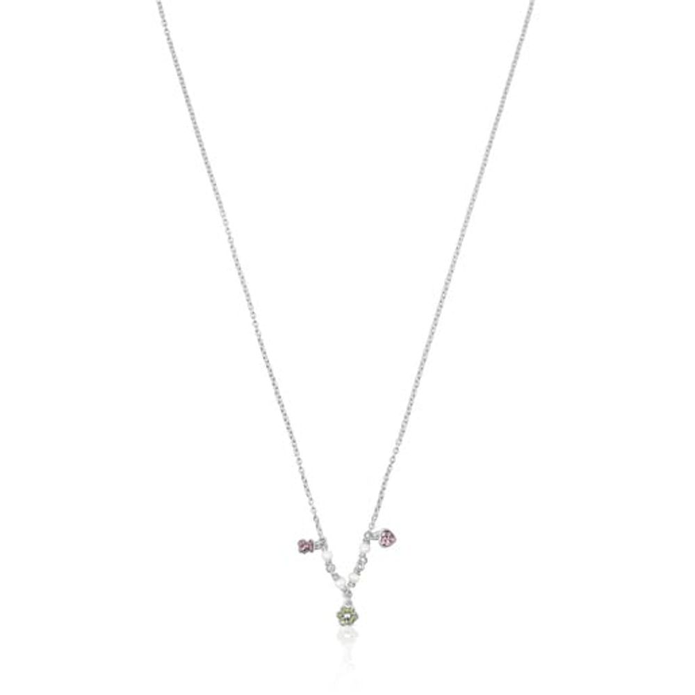 Silver TOUS New Motif Necklace with gemstones and pearls