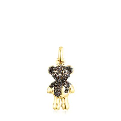 Dije con baño de oro 18 kt sobre plata y cuarzo ahumado TOUS Teddy Bear Splash