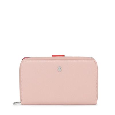 Billetera mediana New Dubai rosa y beige