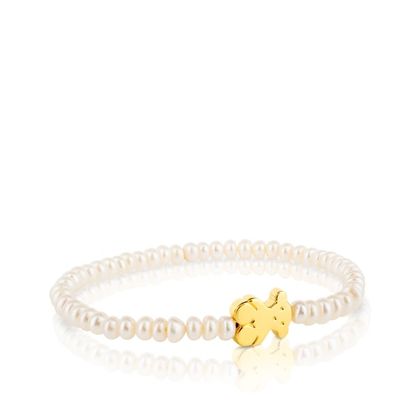 Pulsera Oso Sweet Dolls de Oro y perlas