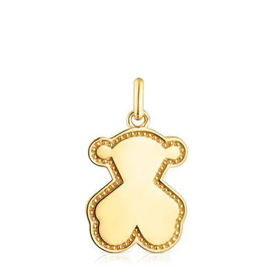 Silver vermeil bear silhouette Medallion pendant Efecttous