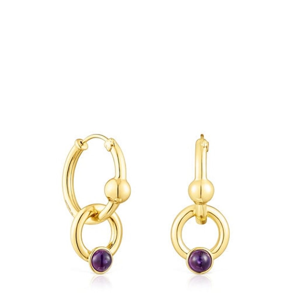TOUS Silver vermeil Plump Hoop earrings with amethysts | Westland Mall