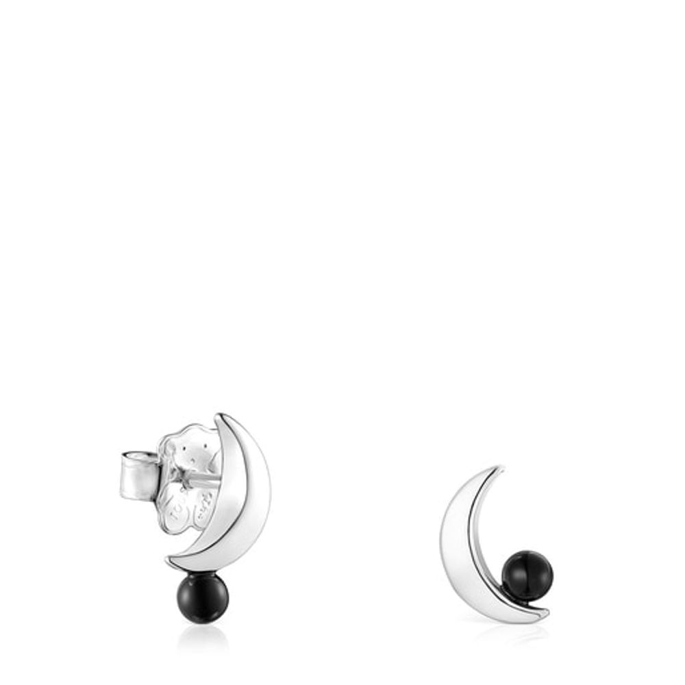 TOUS Silver Magic Nature moon Earrings with onyx | Plaza Las Americas