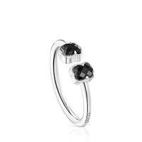 Mini Onix open Ring Silver with Onyx