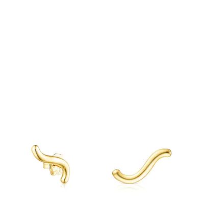 Aretes onda con baño de oro 18 kt sobre plata Hav