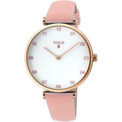 Pink IP Steel Camille Watch with pink Leather strap