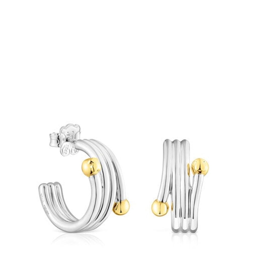 Silver and silver vermeil St. Tropez Triple hoop earrings