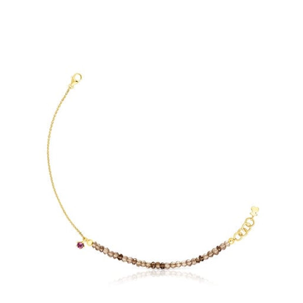 Gold TOUS Cool Joy Bracelet with smoky quartz and rhodolite