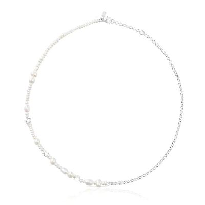 Collar de plata y perlas cultivadas con tres motivos Mini Icons
