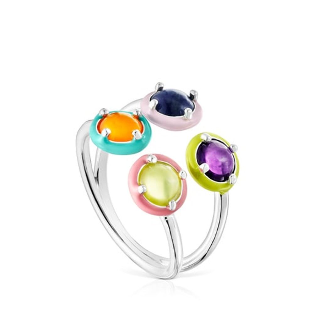 Anillo de plata con cuatro gemas y esmalte TOUS Vibrant Colors