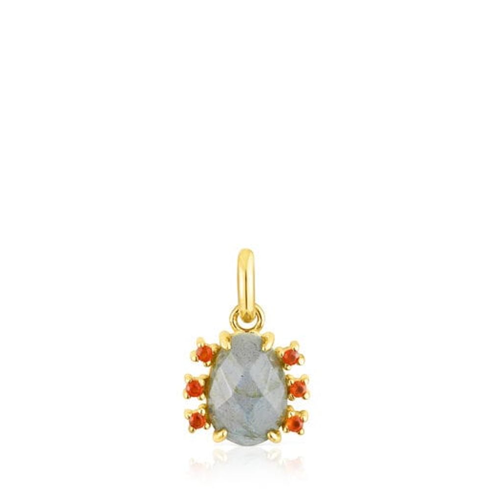 Silver vermeil Virtual Garden Pendant with labradorite and carnelian