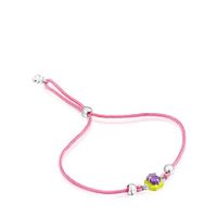 Pulsera de cordón rosa con amatista y esmalte TOUS Vibrant Colors