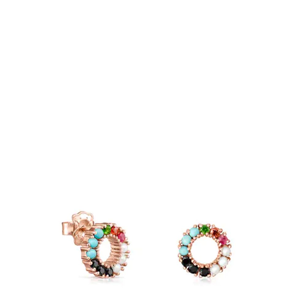 TOUS Straight disc Earrings in Rose Silver Vermeil with Gemstones | Plaza  Las Americas