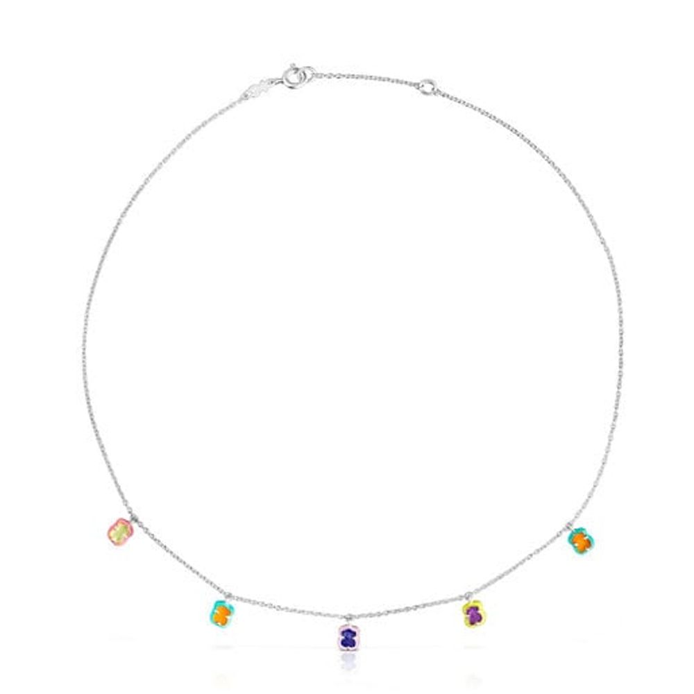 TOUS Silver TOUS Vibrant Colors bear charm Necklace with gemstones and  enamel | Westland Mall