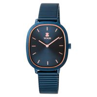 Reloj analógico Heritage Brick de acero IP azul/rosado