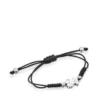 Silver and black Cord Sweet Dolls bear Bracelet