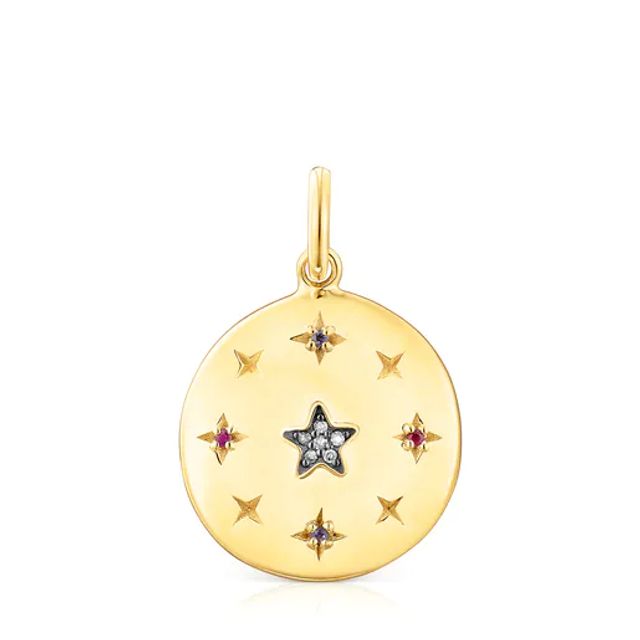 TOUS Large silver vermeil Magic Nature disc Pendant with gemstones and  diamonds | Westland Mall