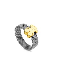 Anillo Mesh de Acero y Oro