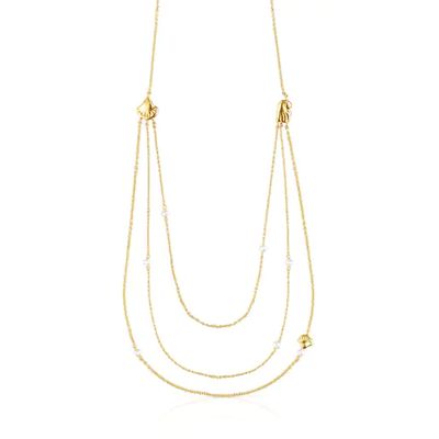 Gold Oceaan shells-chains Necklace with pearls
