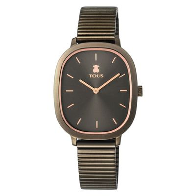 Gray/pink-colored IP steel Heritage Brick Watch