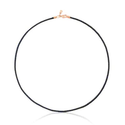 Blue Cord TOUS Chokers Choker with Rose Silver Vermeil