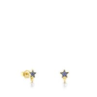 Aretes con baño de oro 18 kt sobre plata con estrella de zafiros y perla TOUS New Motif