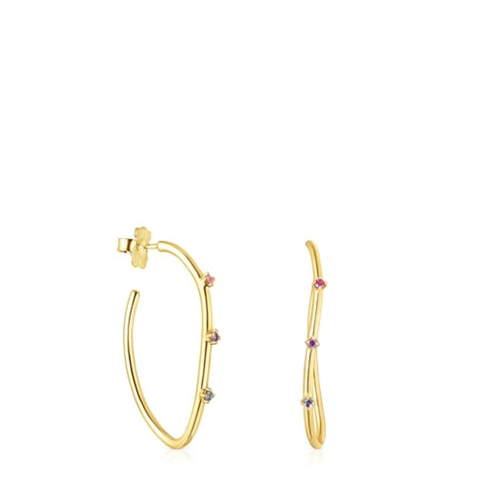 Silver vermeil Magic Nature hoop Earrings with gemstones