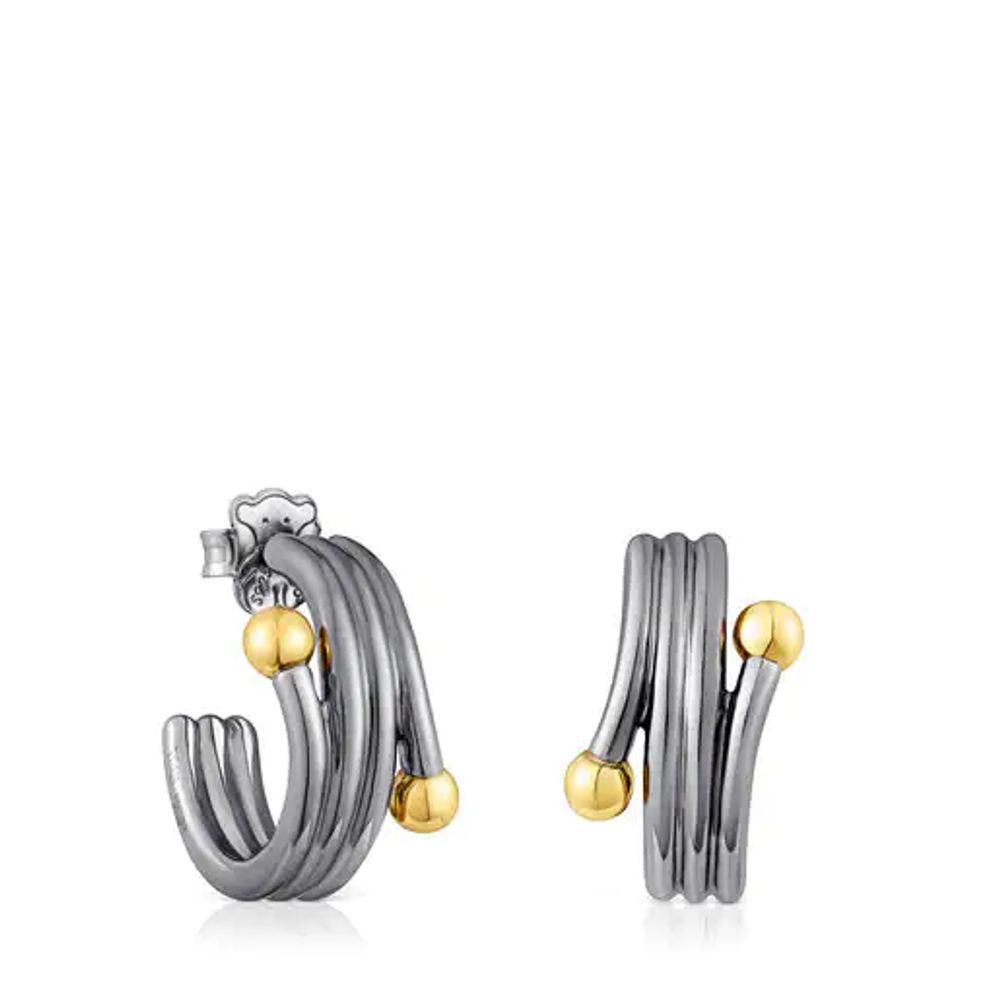 TOUS Dark silver and silver vermeil St. Tropez Triple hoop earrings |  Westland Mall
