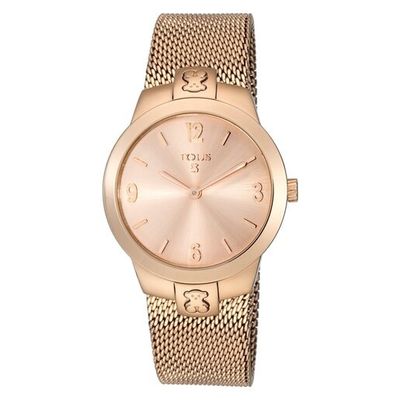 Pink IP Steel T-Mesh Watch