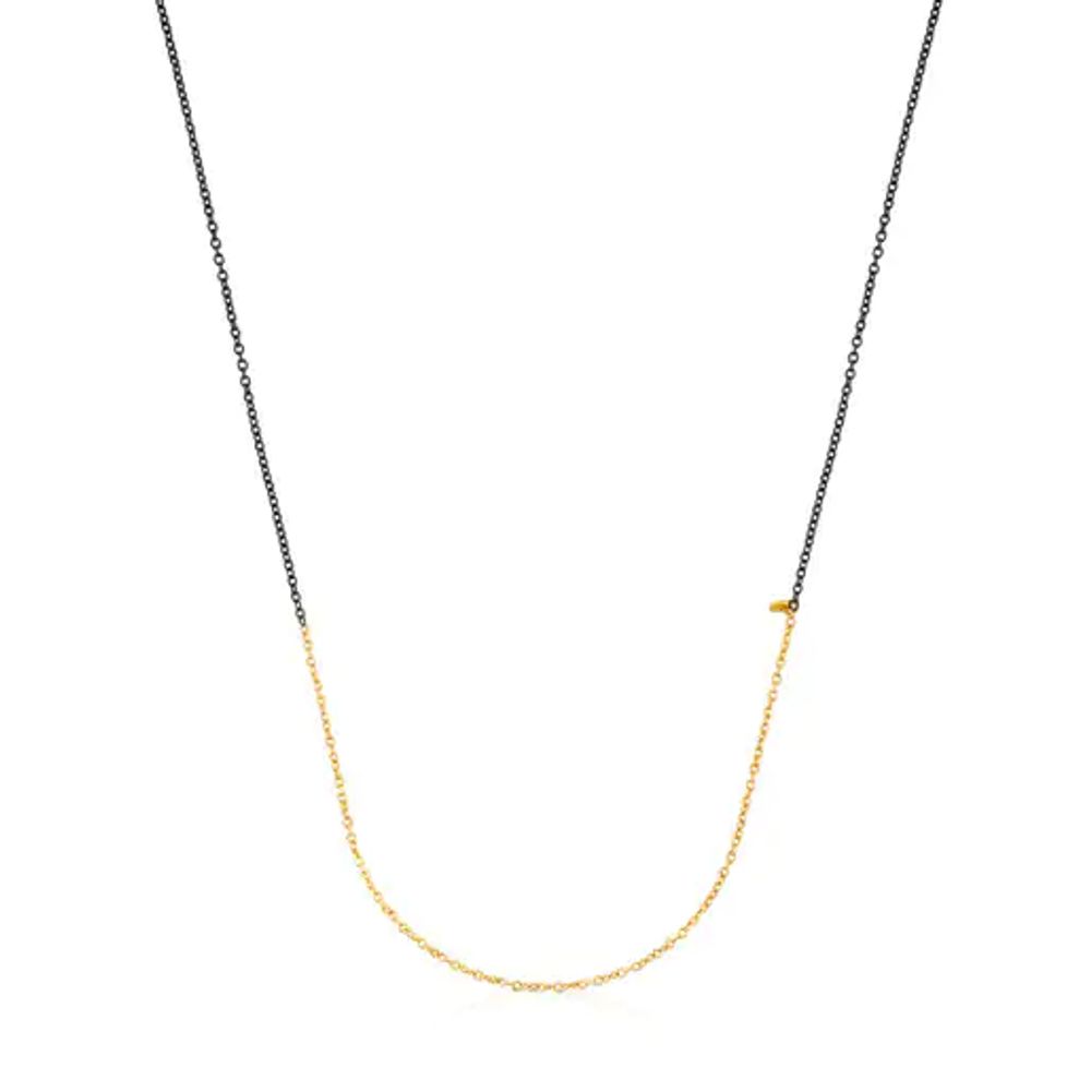 Medium 50 cm Gold and Oxidized Silver Gem Power Chain.