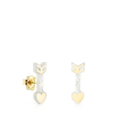 Aretes San Valentín flecha de Oro y Nácar