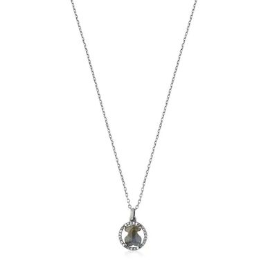 Silver Camille Necklace with Labradorite and Diamonds