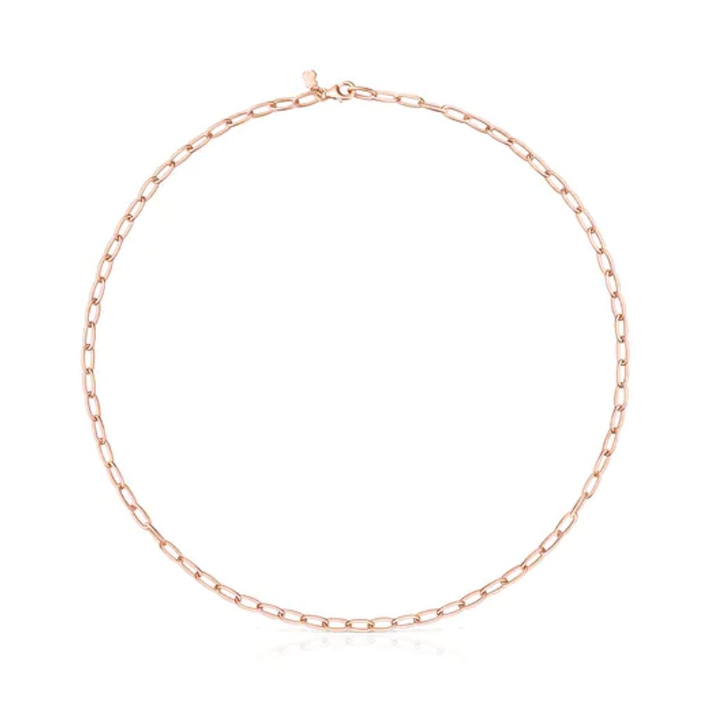 Gargantilla con baño de oro rosa 18 kt sobre plata y anillas ovales, 45 cm Chain