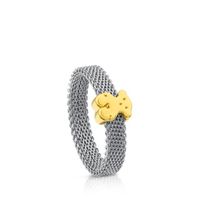 Anillo Icon Mesh de Acero y Oro