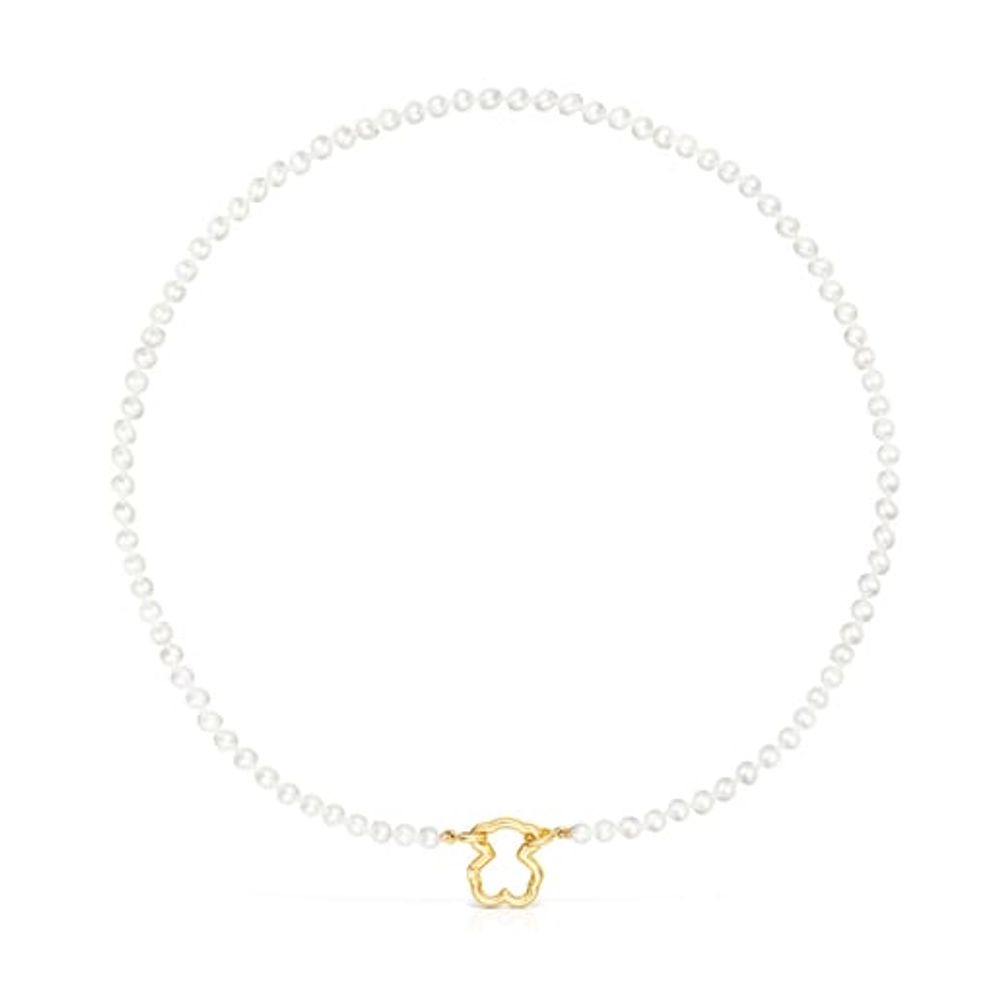 TOUS Gold Hold Bear Necklace with Pearls | Westland Mall
