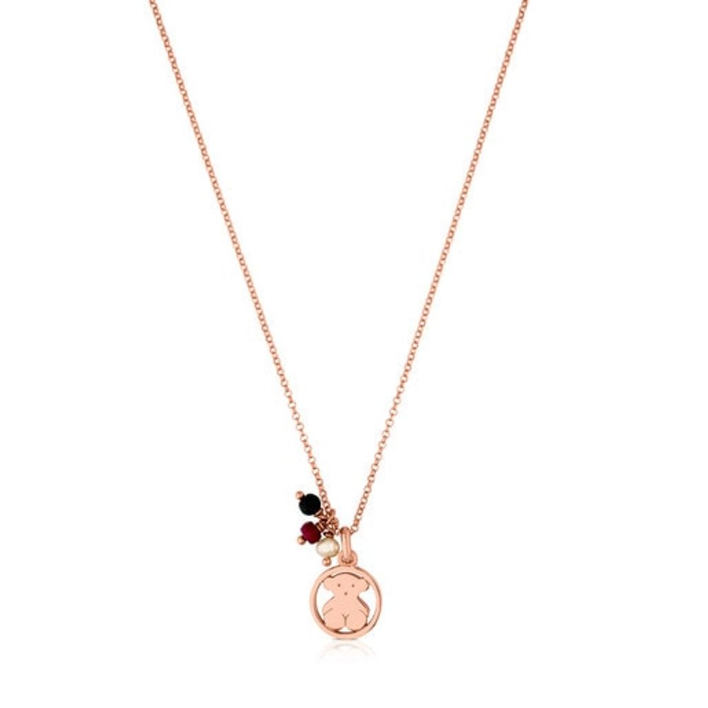 TOUS Rose Vermeil Silver Camille Necklace with Onyx, Ruby and Pearl | Plaza  Las Americas