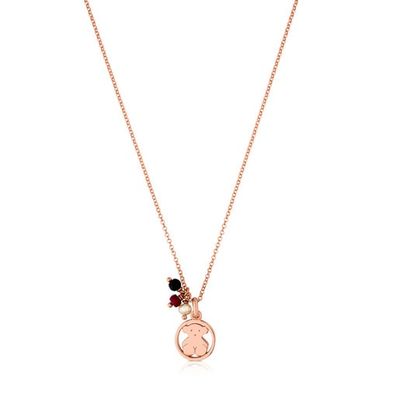 Rose Vermeil Silver Camille Necklace with Onyx, Ruby and Pearl